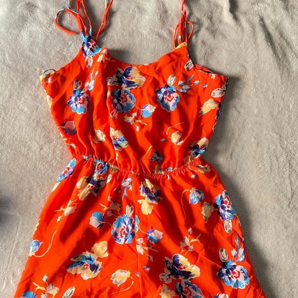 Orange Floral Romper